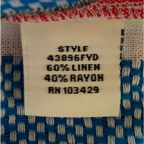 Caffe’ Marrakesh SZ L Striped Linen Blend Short Sleeve Tie Waist Top | NWT - Picture 11 of 15